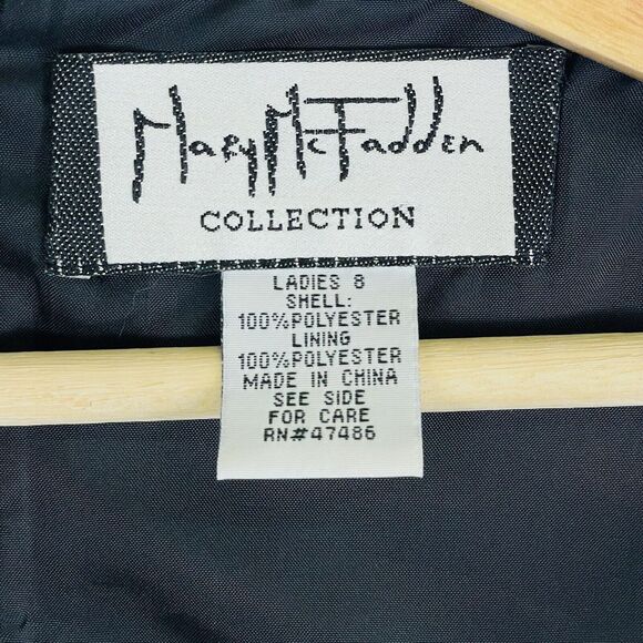 Mary McFadden Vintage Solid Black White Stitch Sleeveless‎ Shift Dress Womens 8 - Picture 6 of 11
